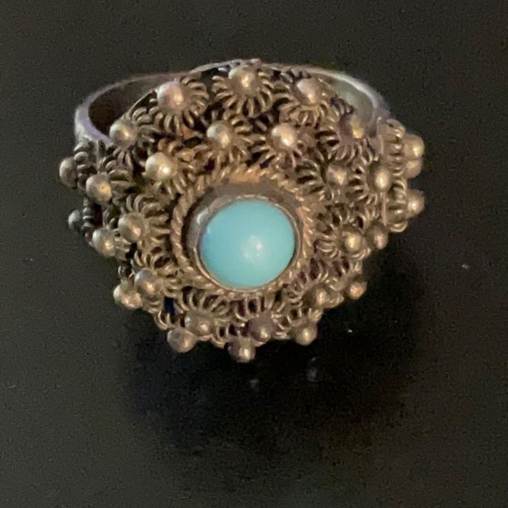 Vintage Navajo Indian Jewelry Sterling Silver Turquoise Ring